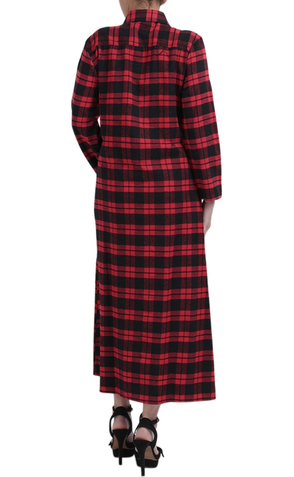 Red and Black Plaid Long Dress