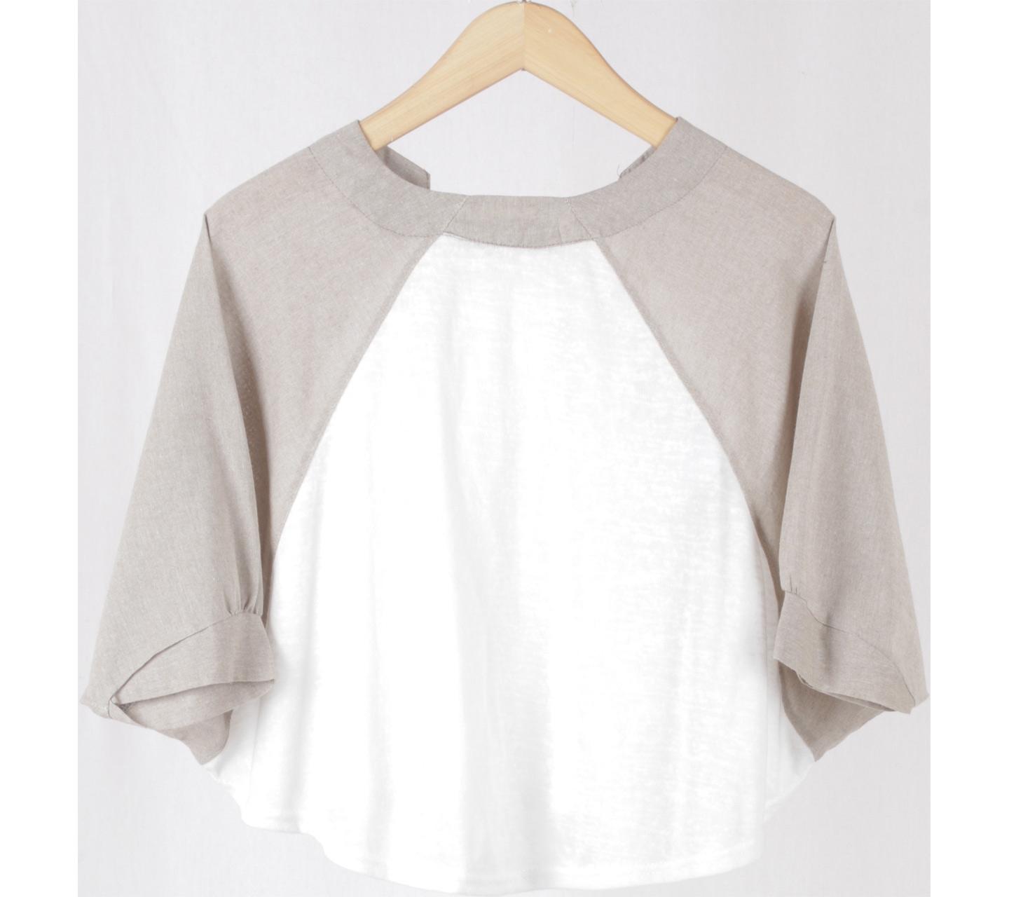 Lilac Off White And Cream Batwing Cropped Blouse