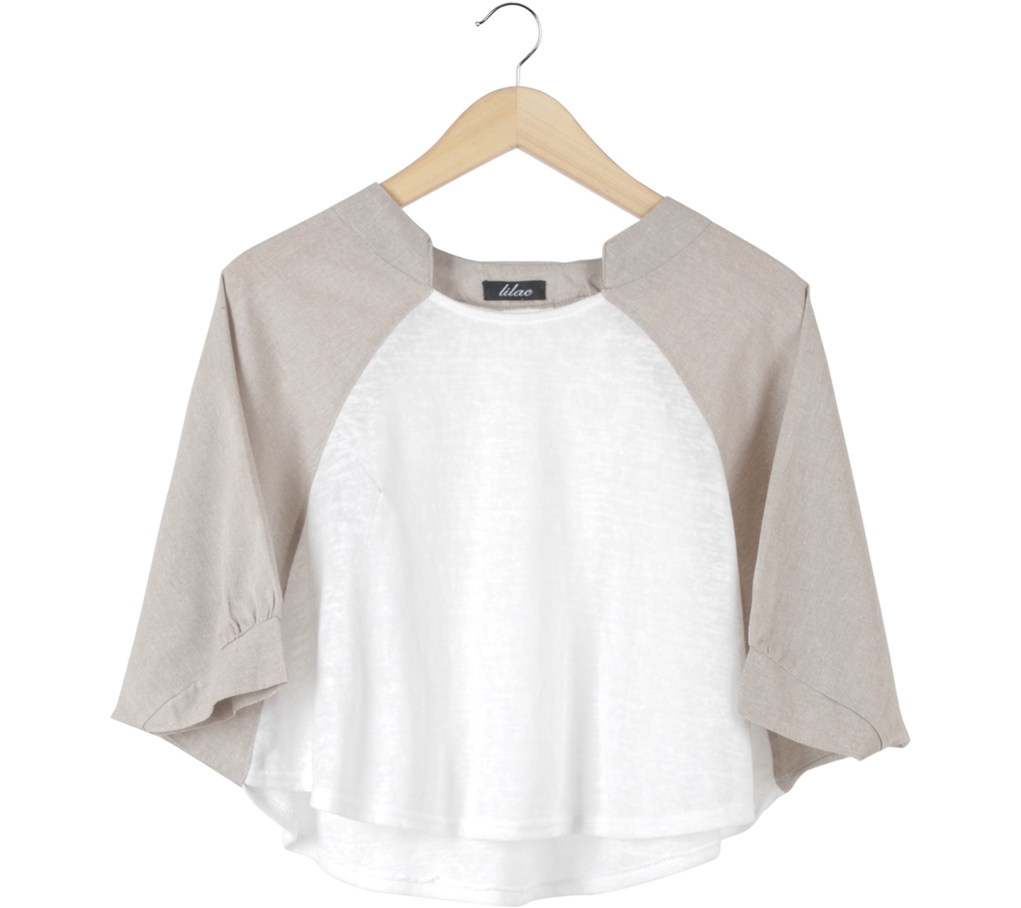 Lilac Off White And Cream Batwing Cropped Blouse
