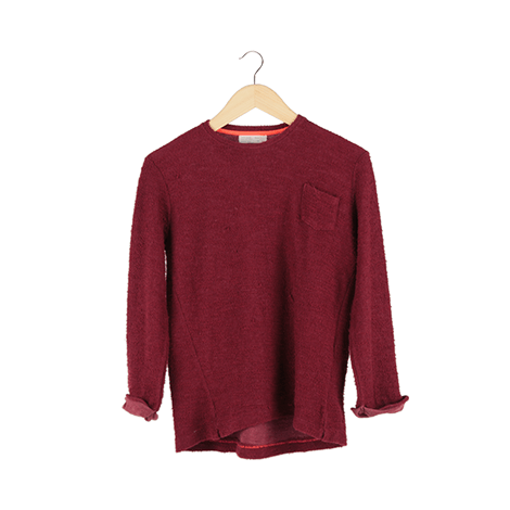 Red Plain Long Sleeve Sweater