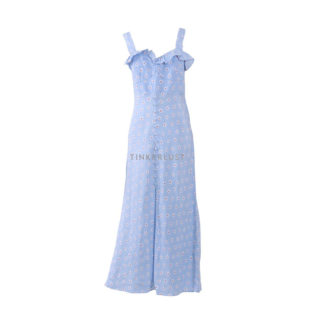 Zara Blue Floral Slit Midi Dress