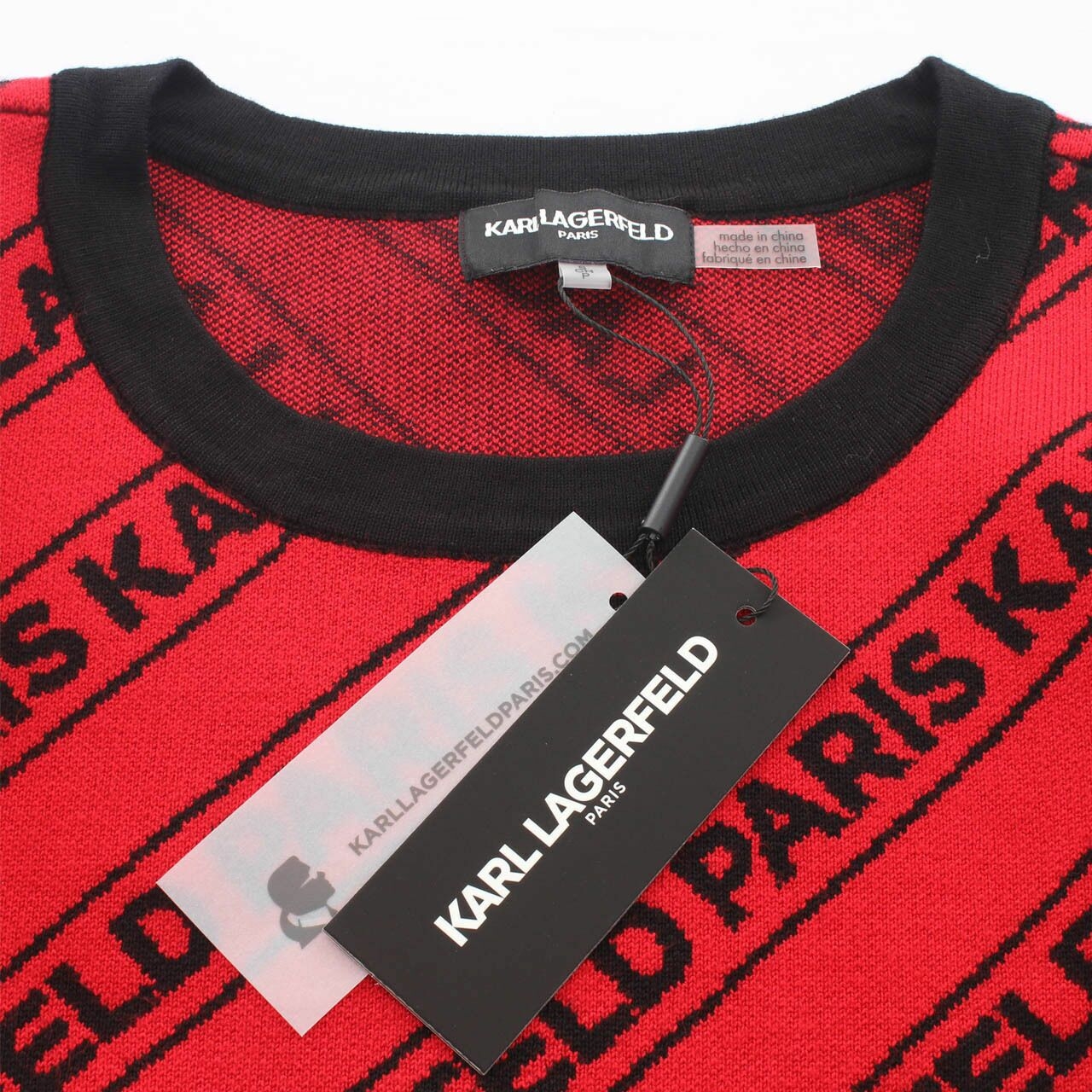 Karl Lagerfeld Paris Logo Red Crewneck Sweater 