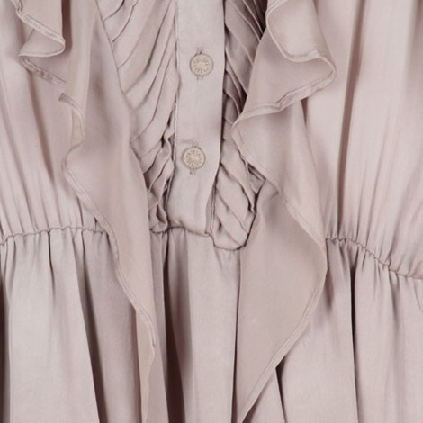 Grey Silk Ruffle Midi Dress