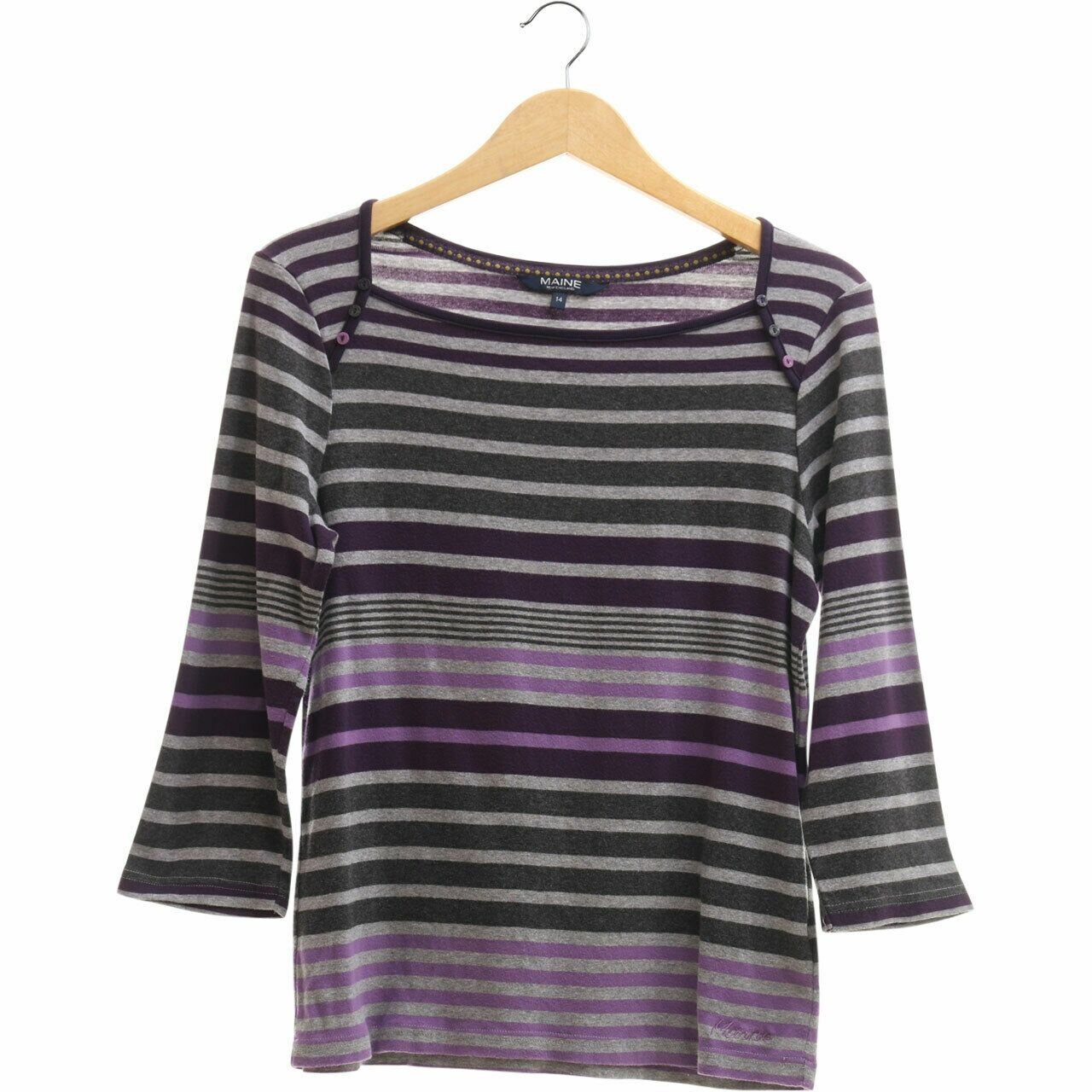 Maine Purple & Grey Stripes T-Shirt