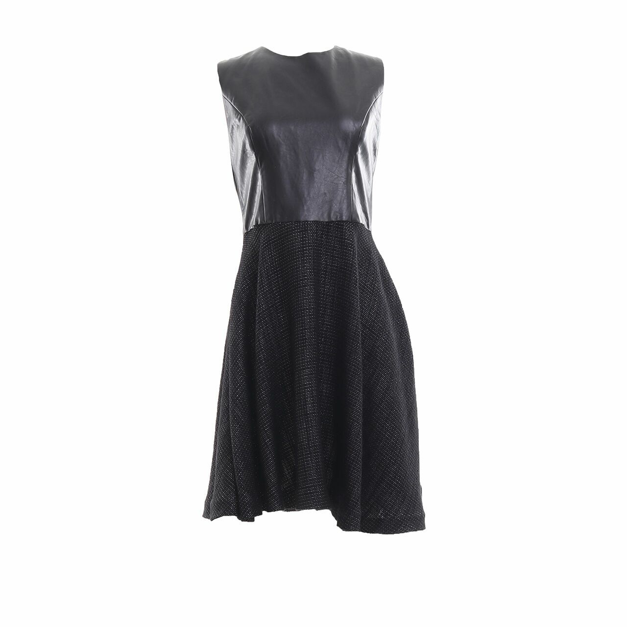 Ciel Black Leather Metallic Mini Dress