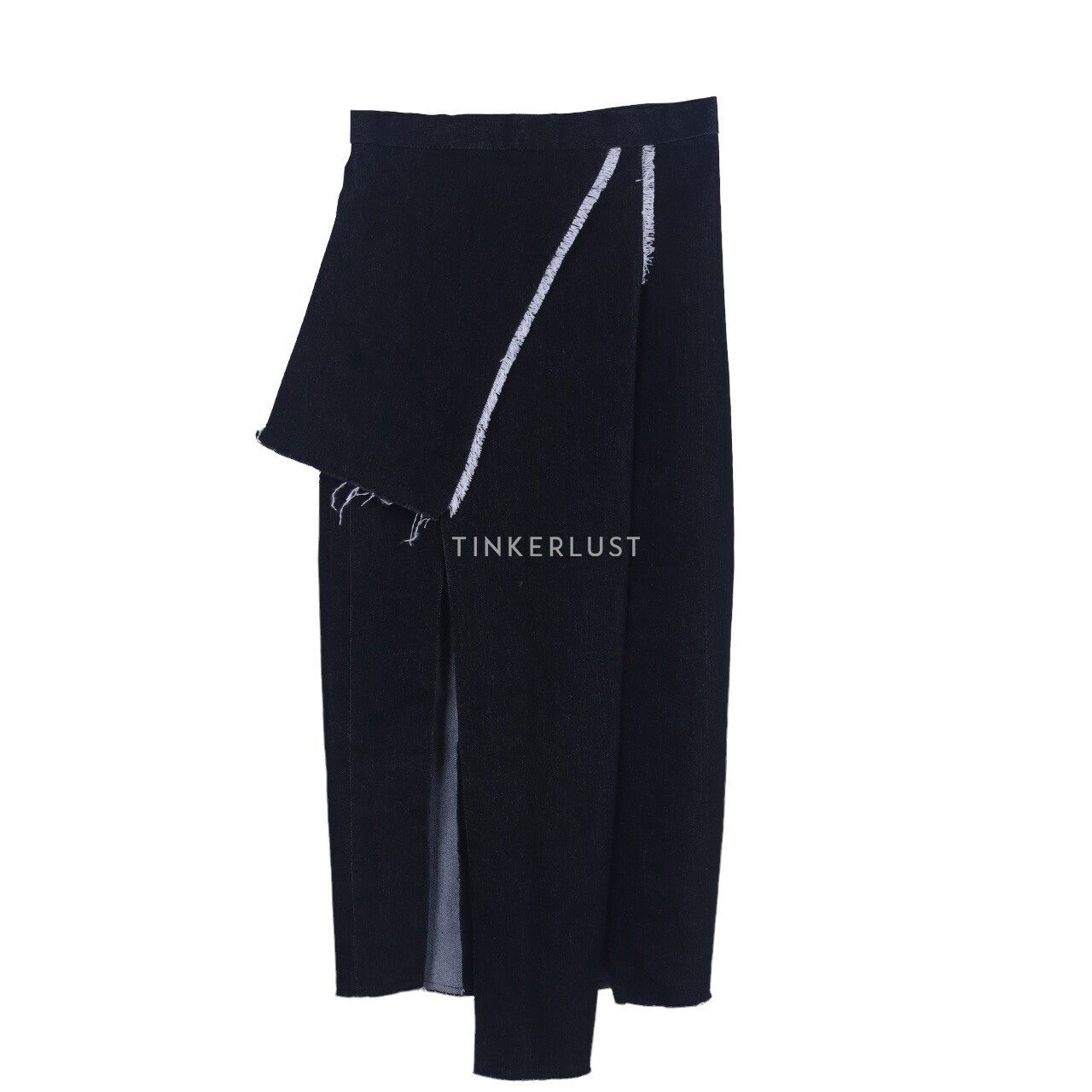 Flomors Black Slit Midi Skirt