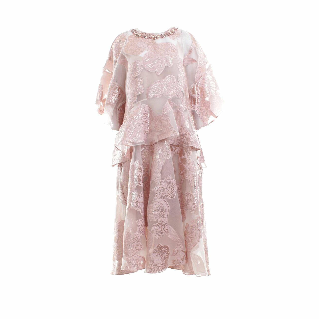 Biyan Pink Lace Embellished Midi Dress