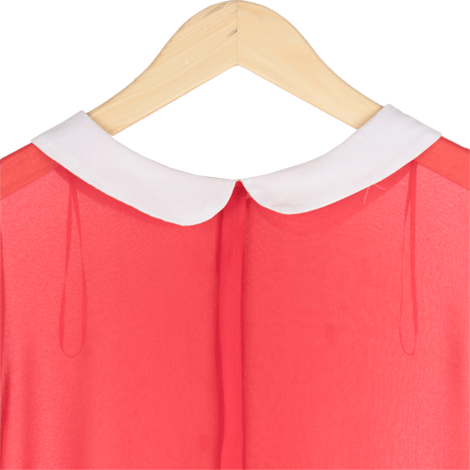 Orange and White Buttoned Back Blouse