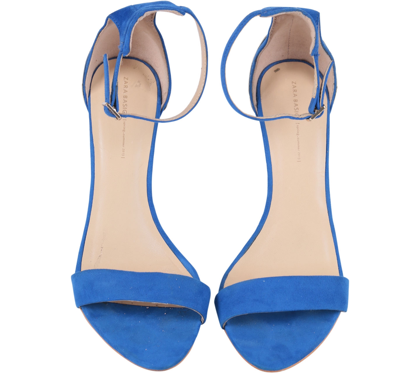 Zara Blue And Gold Combined Ankle Strap Heels