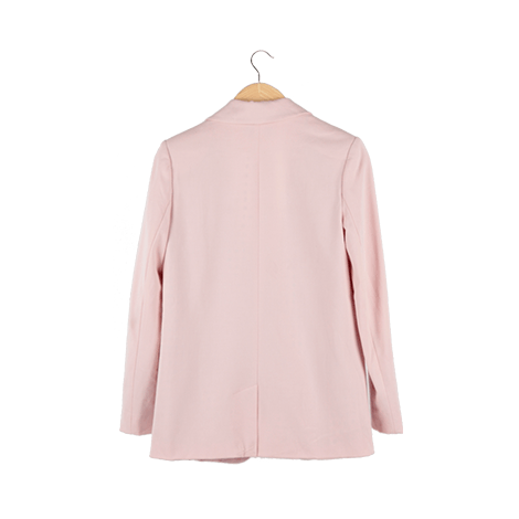 Pink Plain Single-Breasted Blazer