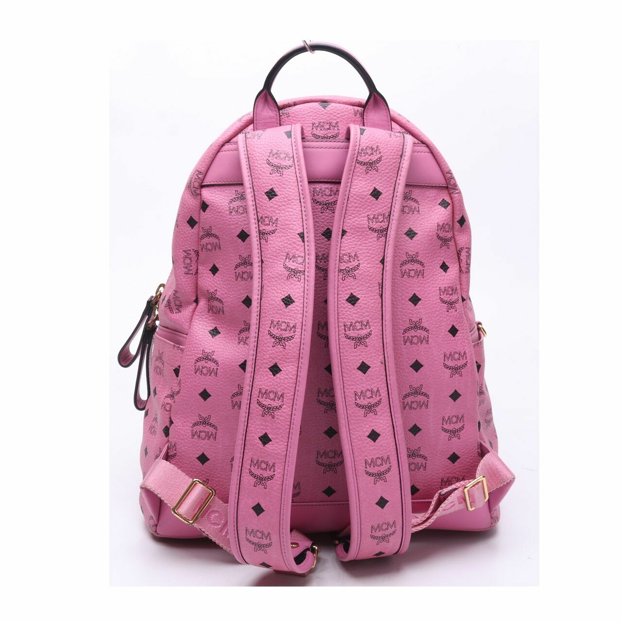 MCM Pink Logo Plaque Backpack