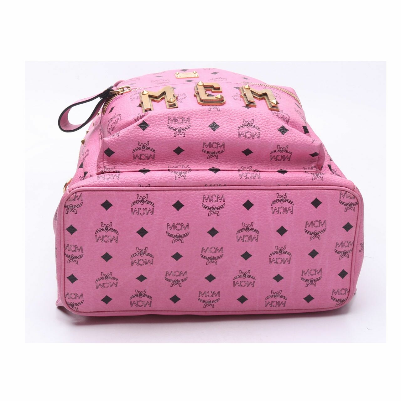 MCM Pink Logo Plaque Backpack