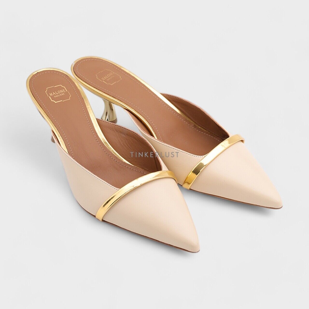 Malone Souliers Keira Mules 45mm Butter Gold Heels