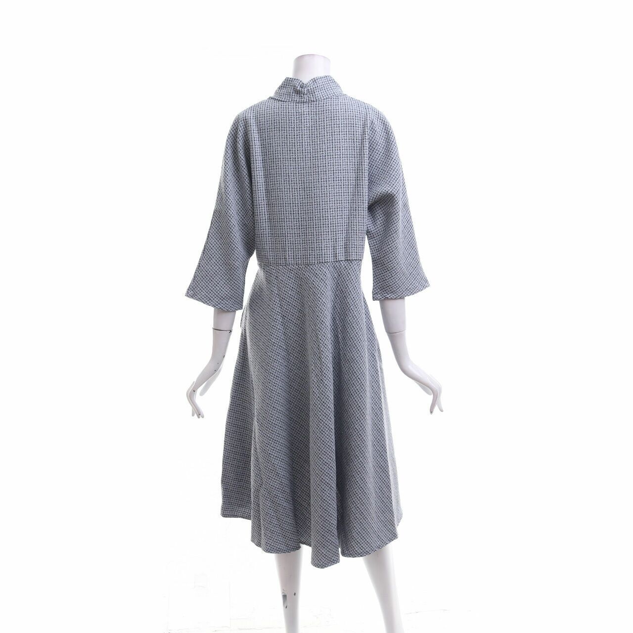 Maven Josephine Polar Blue Checkered Midi Dress