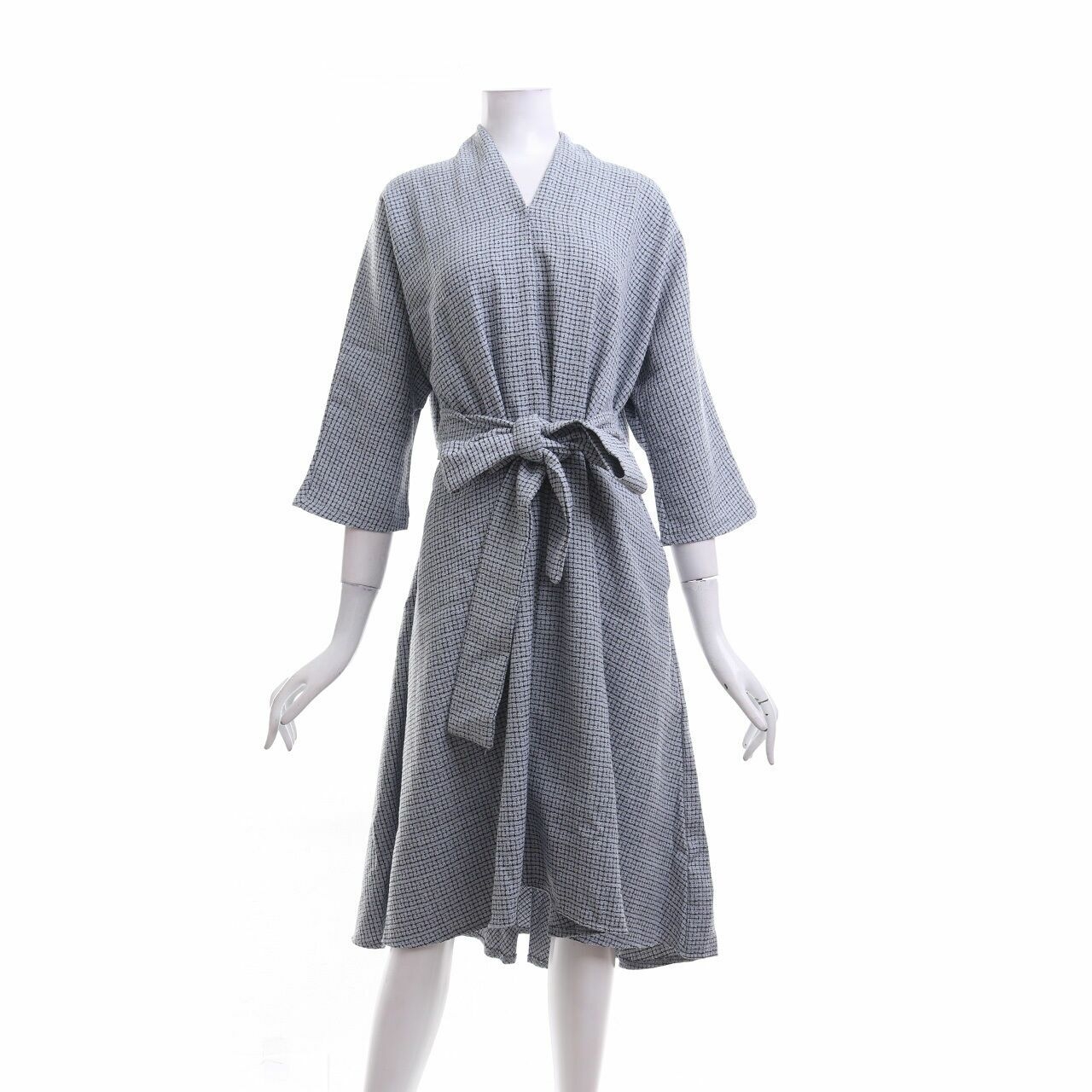 Maven Josephine Polar Blue Checkered Midi Dress