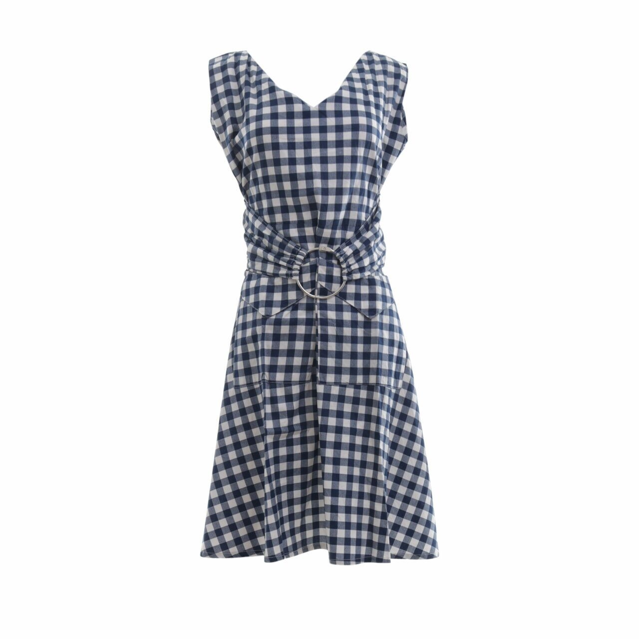 Schoncouture Blue & White Plaid Mini Dress
