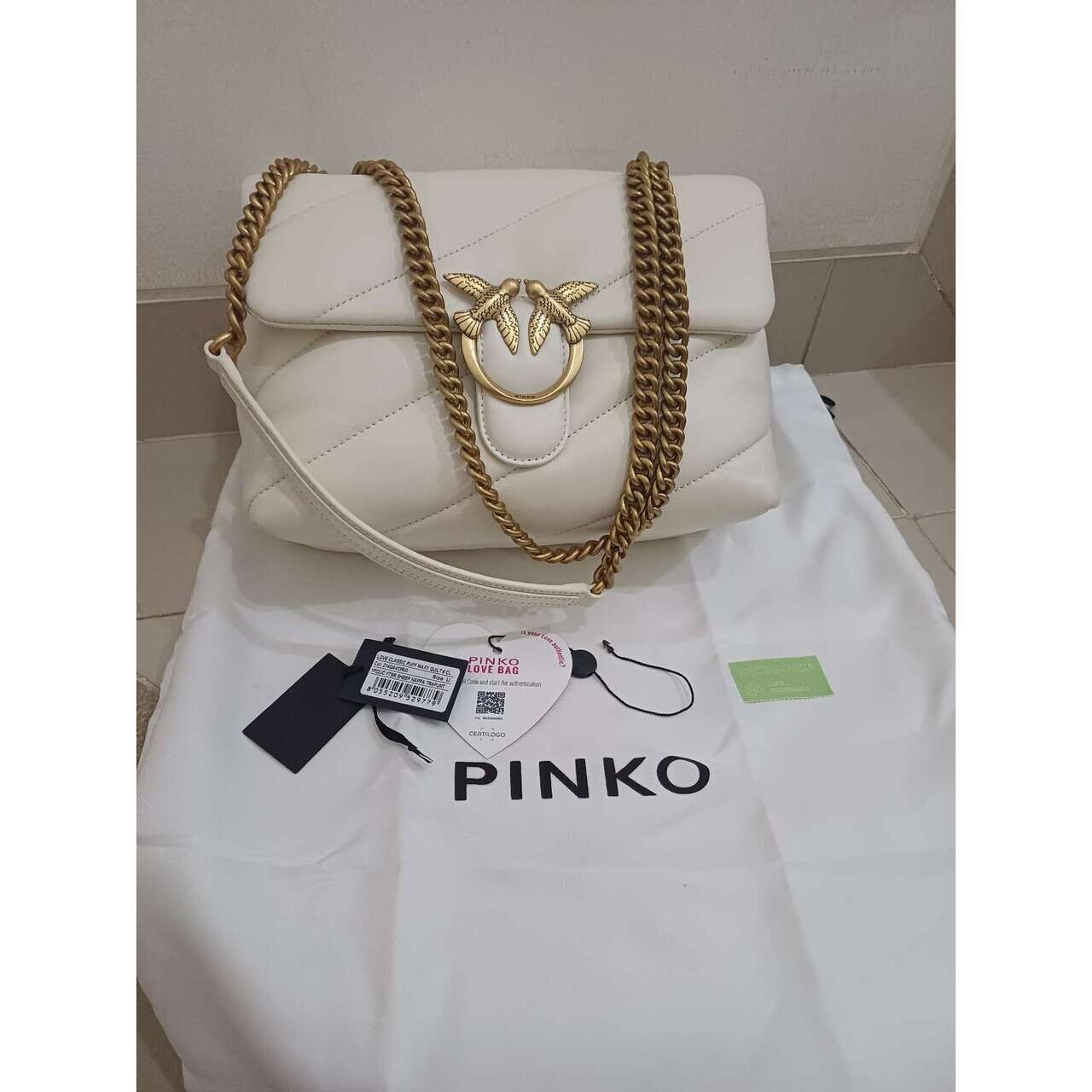 Pinko Classic Love Bag Puff Maxi Quilt White Ghw Shoulder Bag
