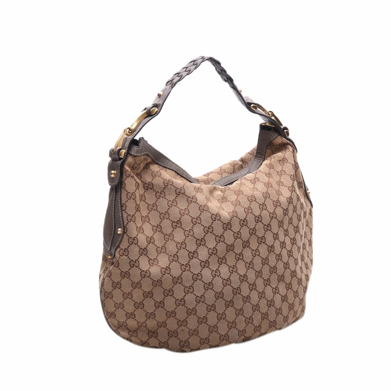 Gucci Pelham GG Canvas Grey Leather Shoulder Bag