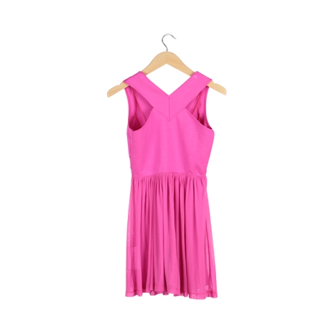 Pink V-Neck Mini Dress
