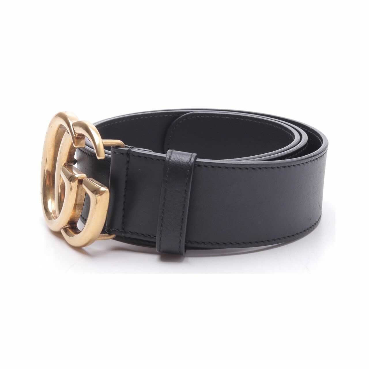 Gucci Wide leather with Double G Black Buckle Belt