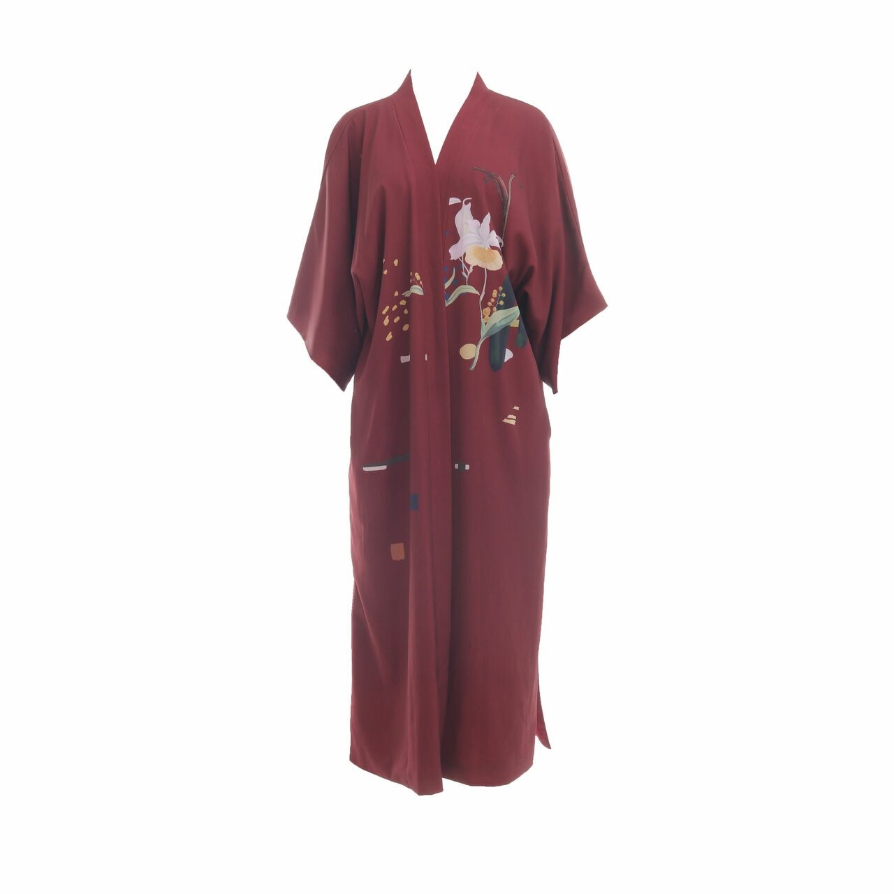 Our Second Nature Maroon Floral Kimono