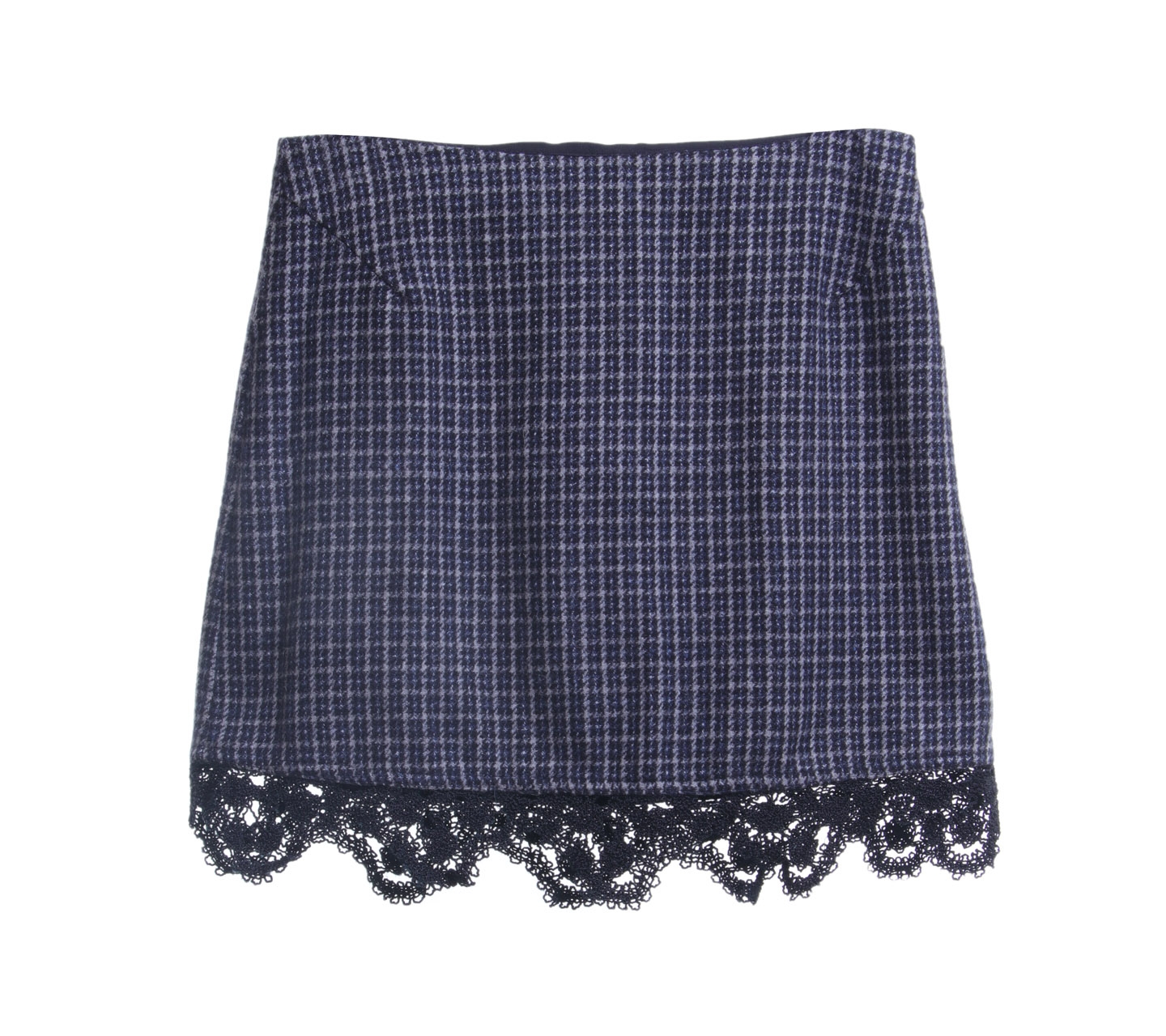 Topshop Black Patterned Wool Mini Skirt