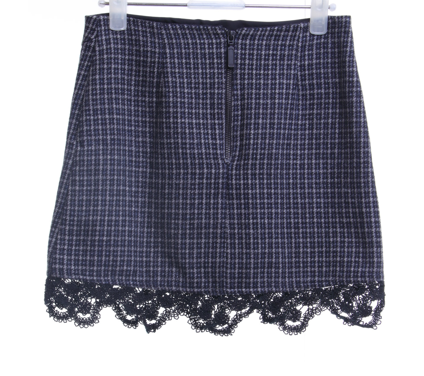 Topshop Black Patterned Wool Mini Skirt