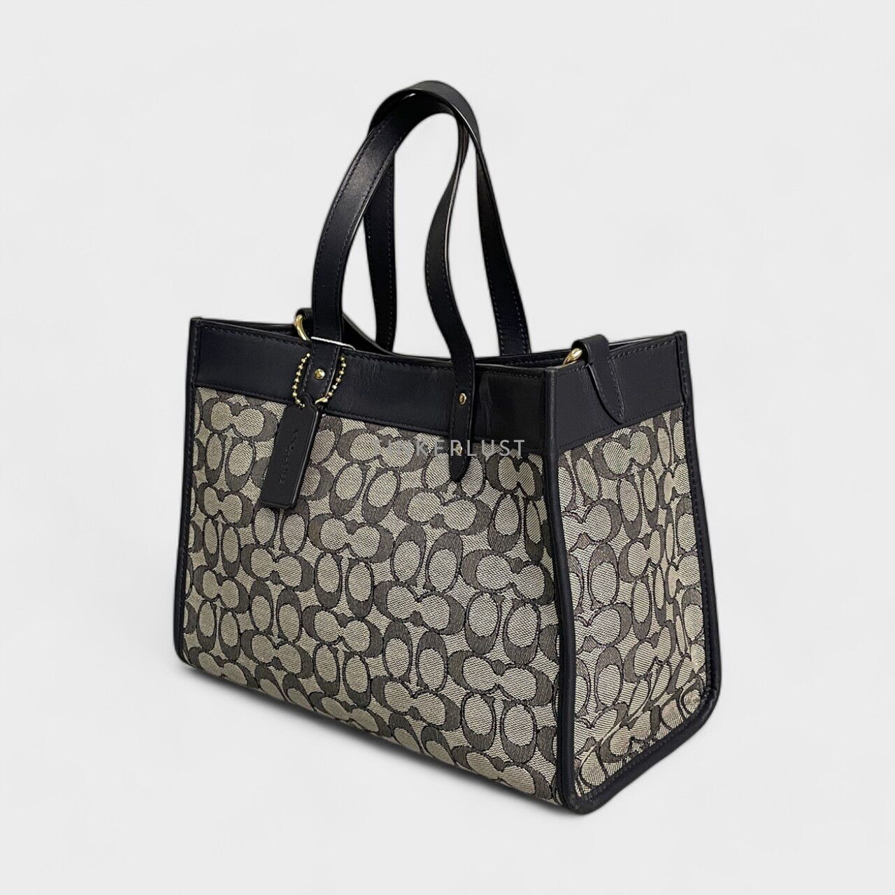 Coach Field 30 Midnight Navy Signature Jacquard GHW Tote Bag