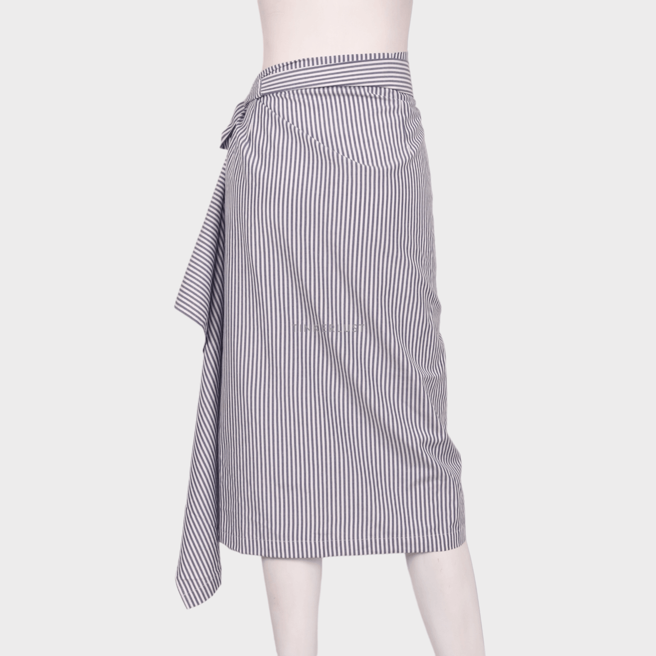 kero koo Navy & White Stripes Midi Skirt