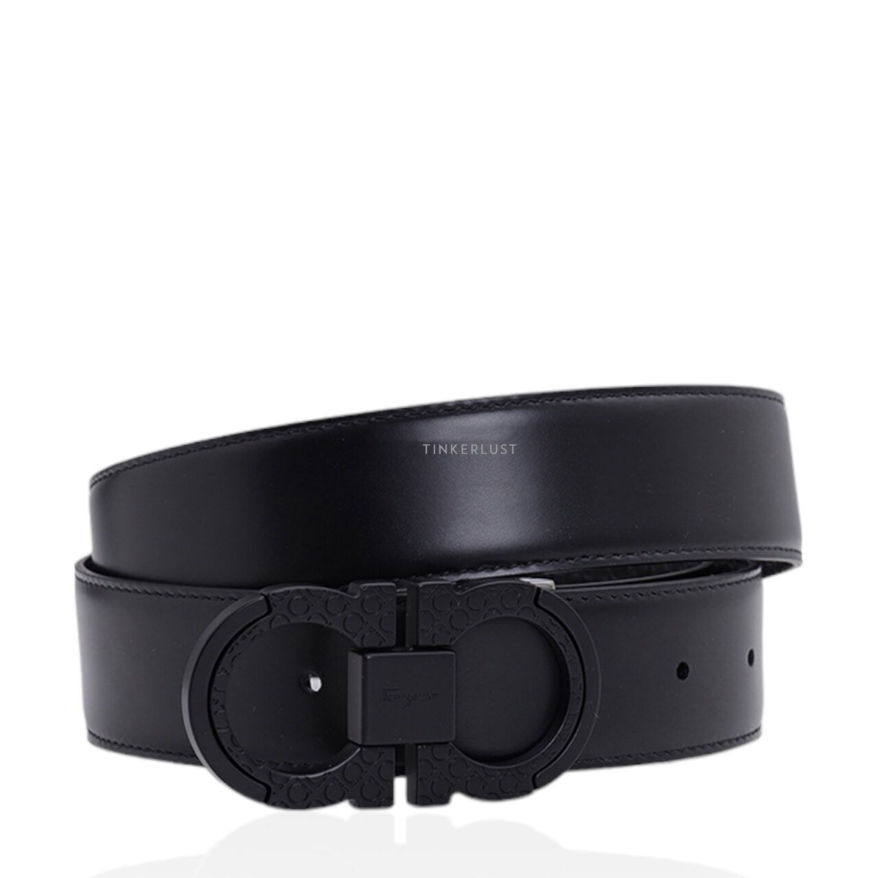 Salvatore Ferragamo Reversible Gancini Belt 3.5cm Black/Black Embossed All Over Logo Gancini x Smooth Leather
