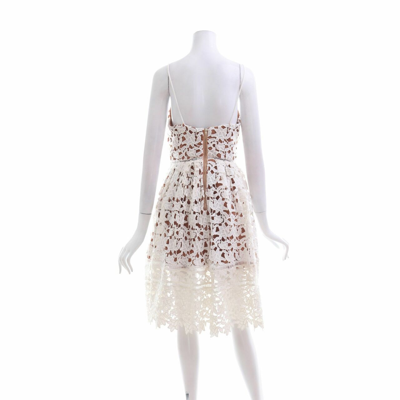 Roselani Brown & White Perforated Mini Dress