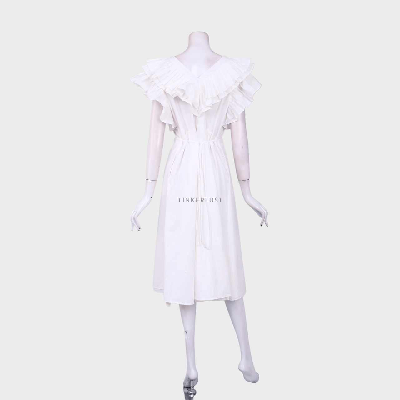 ANAIN White Midi Dress