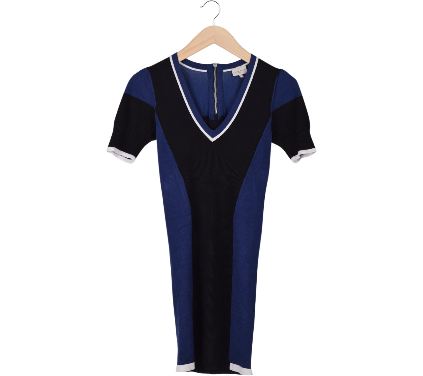Karen Millen Blue And Black Knitted Mini Dress