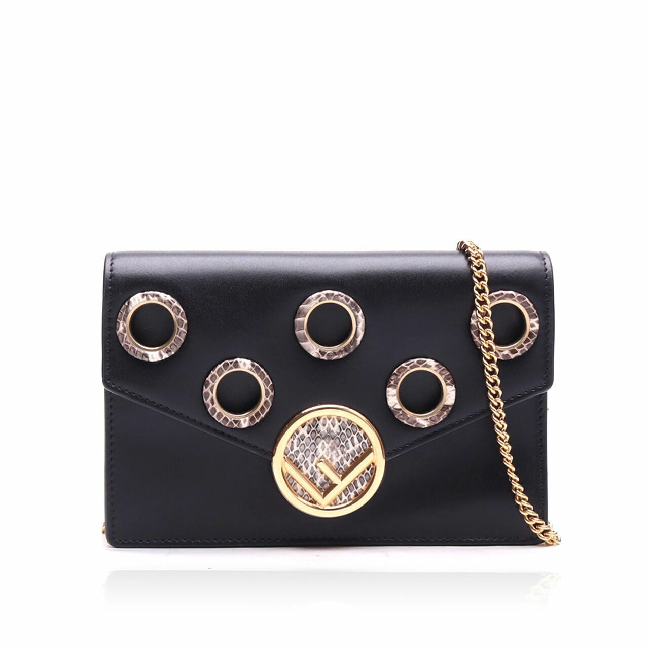 Fendi Black Black Wallet on Chain Sling Bag