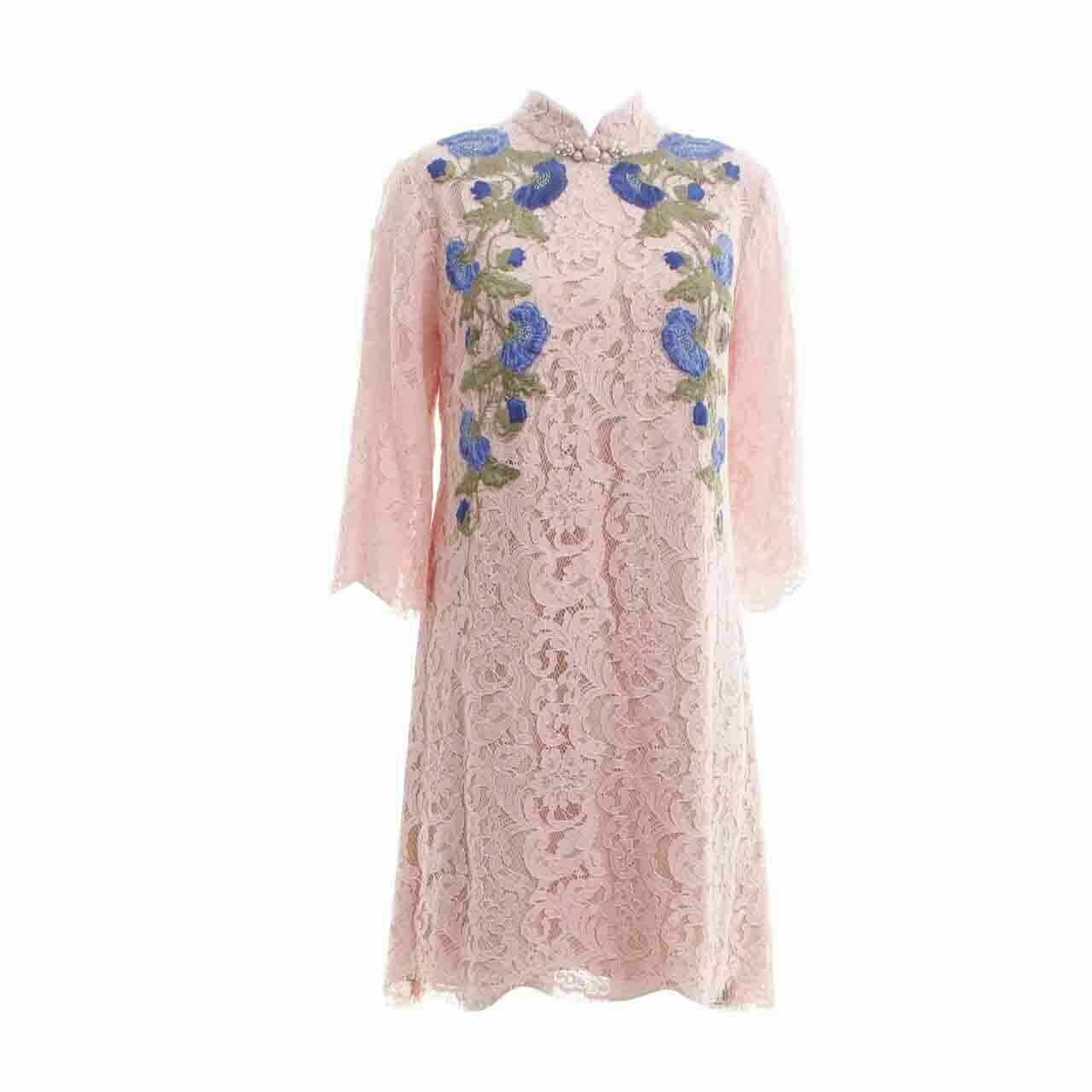 VOTUM By Sebastian & Cristina Pink Lace Embellished Midi Dress