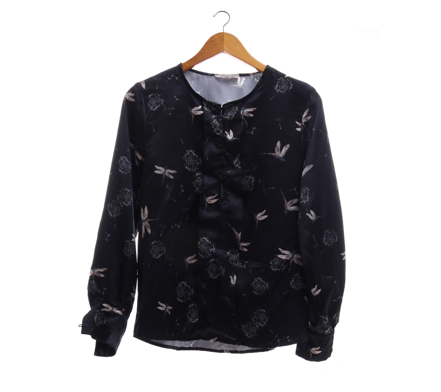 Free People Home Made Black Dragonfly Print Blouse