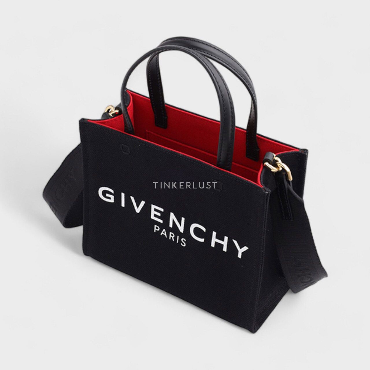 Givency Mini G Shopper In Black Canvas Satchel Bag