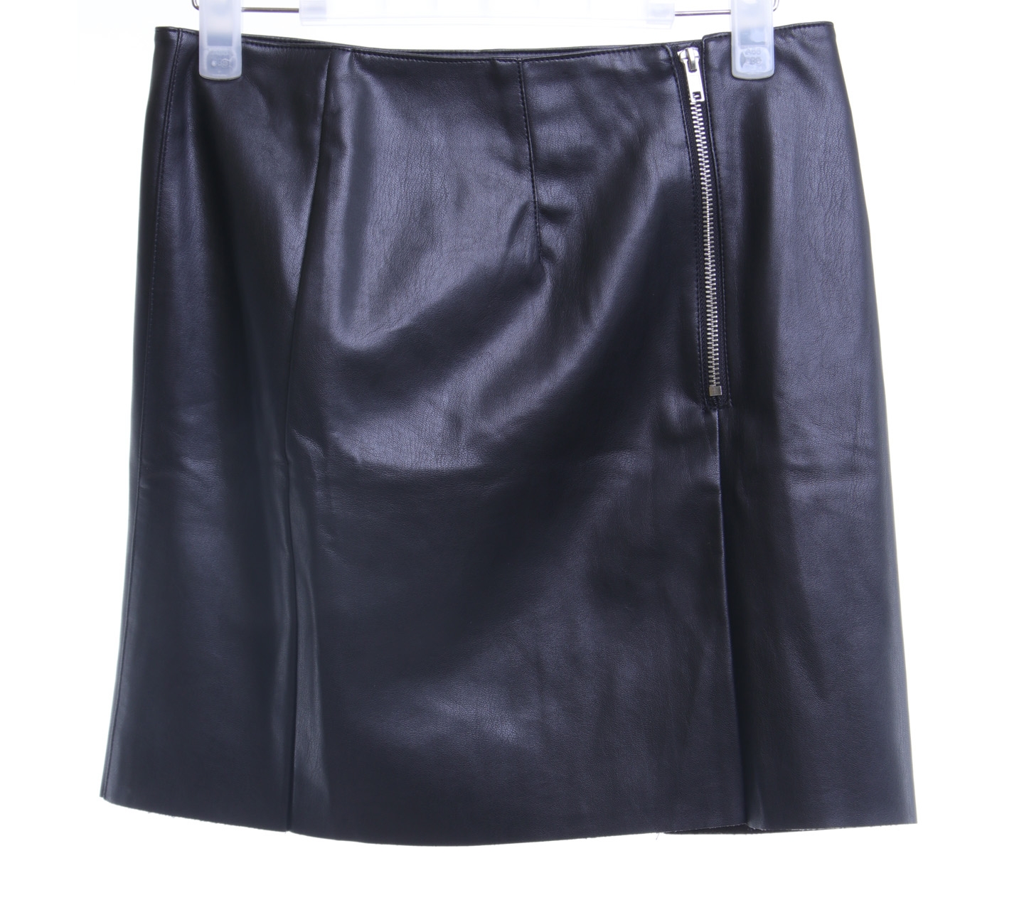 H&M Black Leather Zipper Mini Skirt