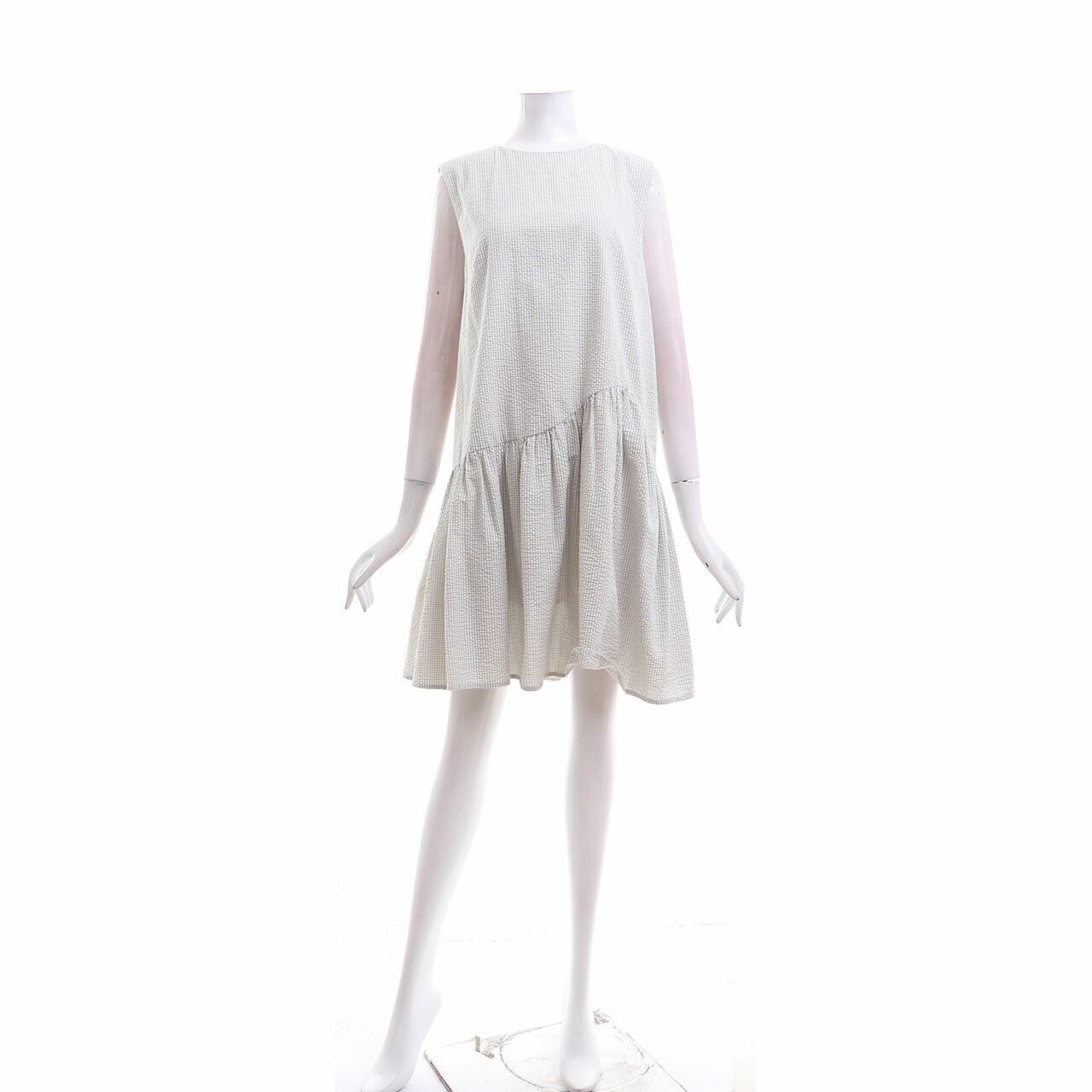 H&M White & Mint Plaid Midi Dress