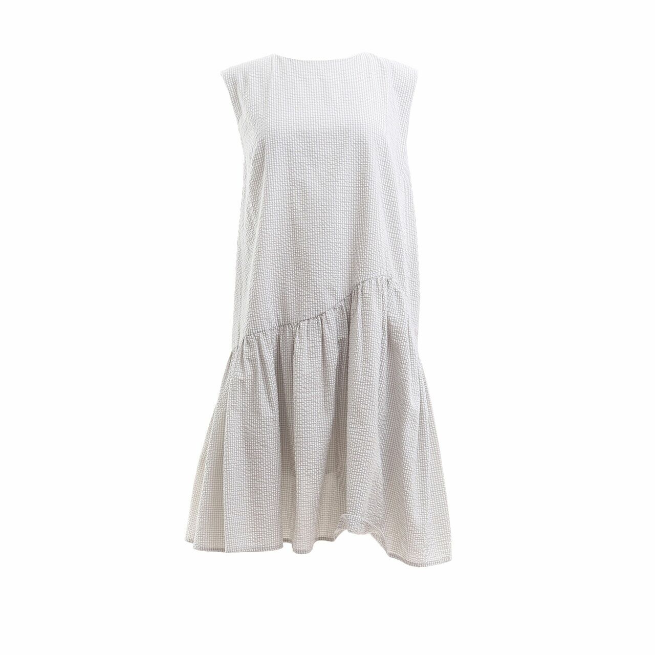 H&M White & Mint Plaid Midi Dress