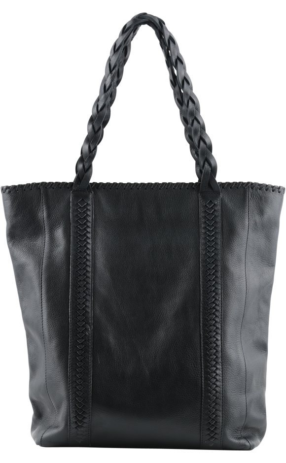 Massimo Dutti Black Leather Tote Bag