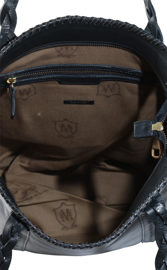 Massimo Dutti Black Leather Tote Bag