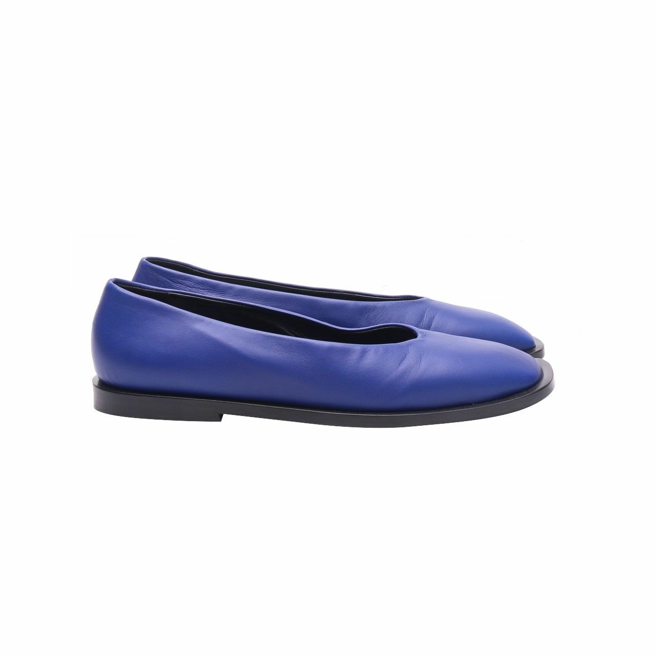 Marni Ocean Blue Leather Ballet Flats Shoes