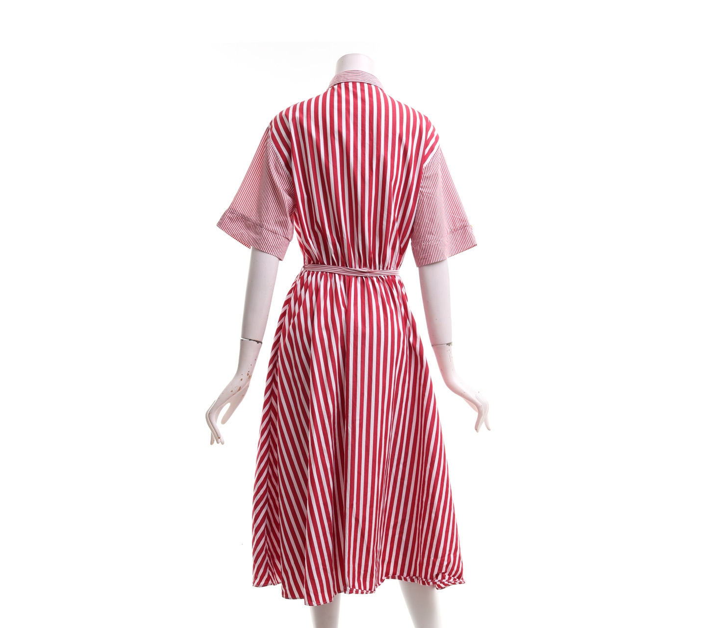 Zara Red and White Striped Midi Dress