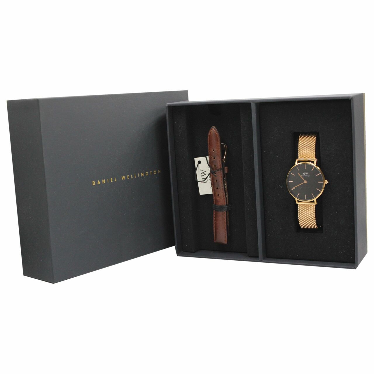 Daniel Wellington Classic Petite Melrose 32 mm Black Dial Rose Gold Strap Wristwatch