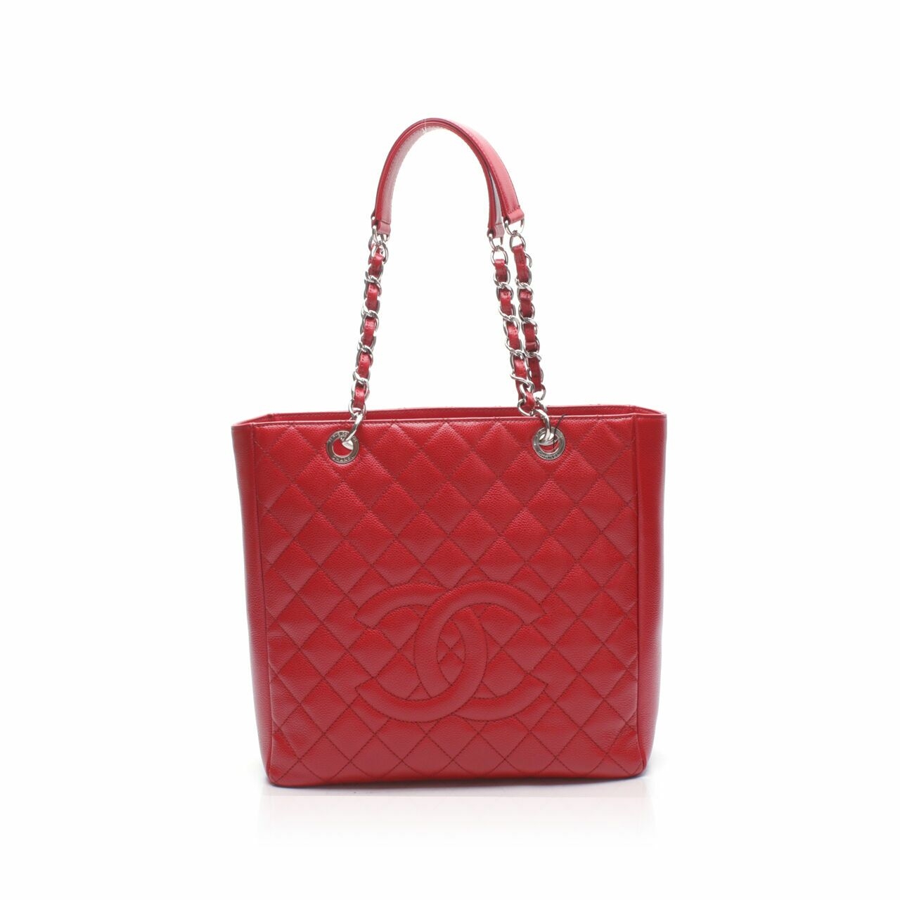 Chanel PST XL Caviar SHW Red Shoulder Bag