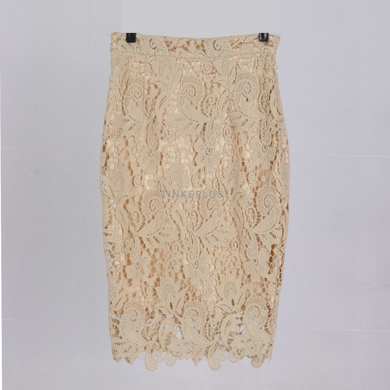 Lookboutiquestore Gold Lace Midi Skirt