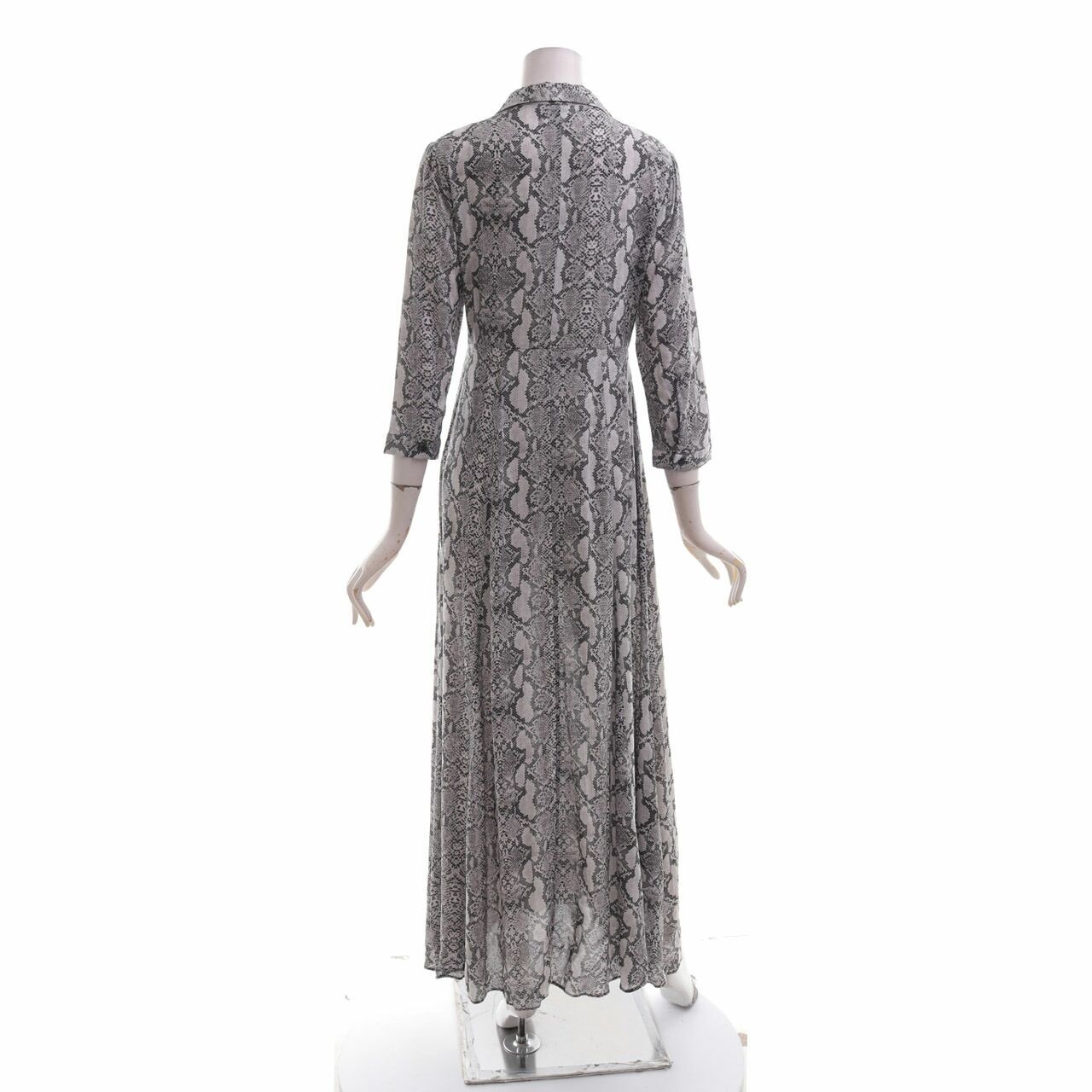 Zara Black & Grey Printed Snake Skin Long Dress