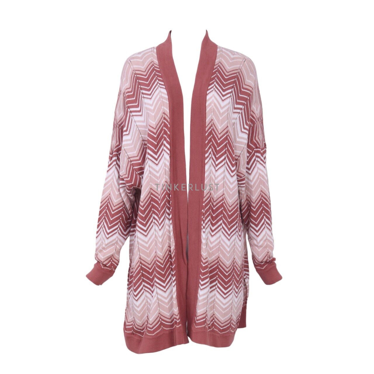 Duma White & Dusty Pink Pattern Kimono