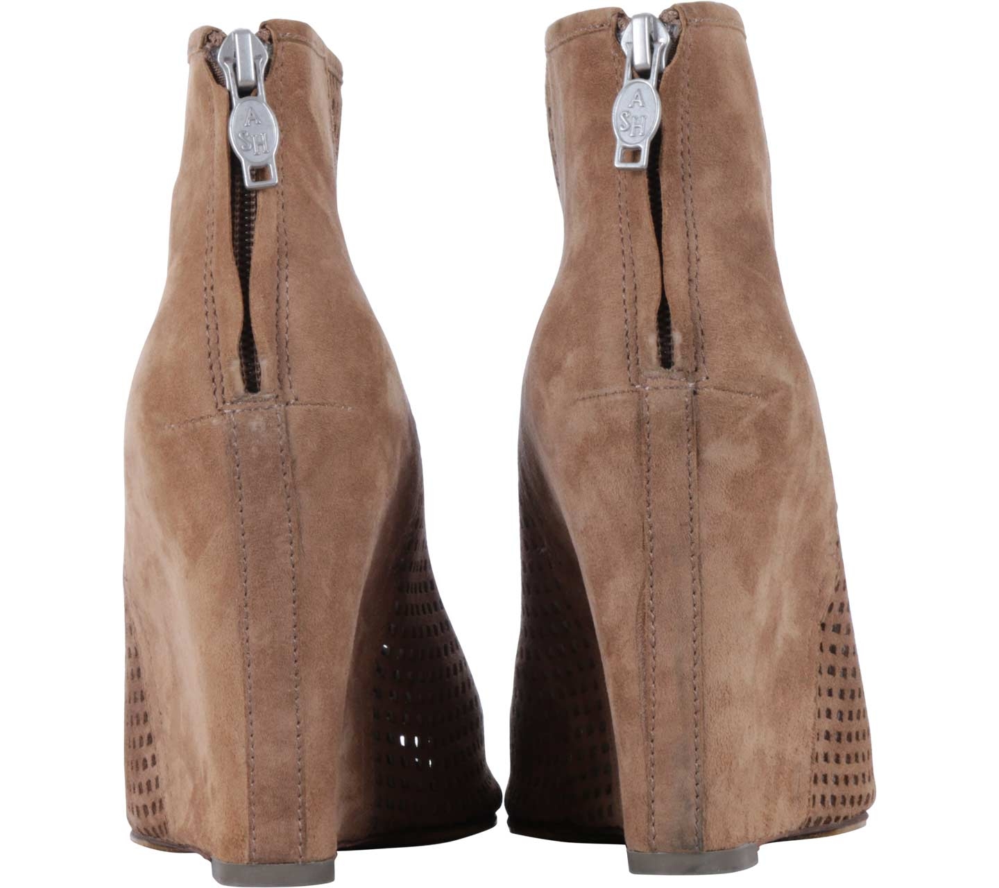 Ash Shoes Brown Open Toe Suede Wedges